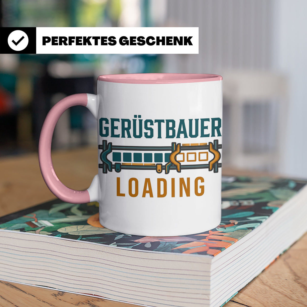 Gerüstbauer Loading Tasse für Azubi & Lehrling, lustiger Kaf – Rosa [farbe:rosa]