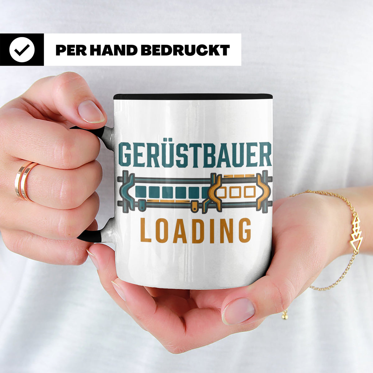 Gerüstbauer Loading Tasse für Azubi & Lehrling, lustiger Kaf – Schwarz [farbe:schwarz]