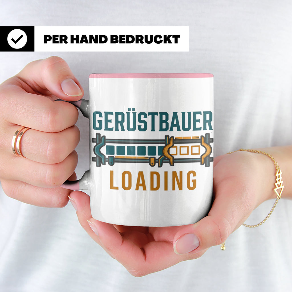 Gerüstbauer Loading Tasse für Azubi & Lehrling, lustiger Kaf – Rosa [farbe:rosa]
