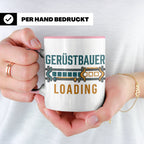 Gerüstbauer Loading Tasse für Azubi & Lehrling, lustiger Kaf – Rosa [farbe:rosa]