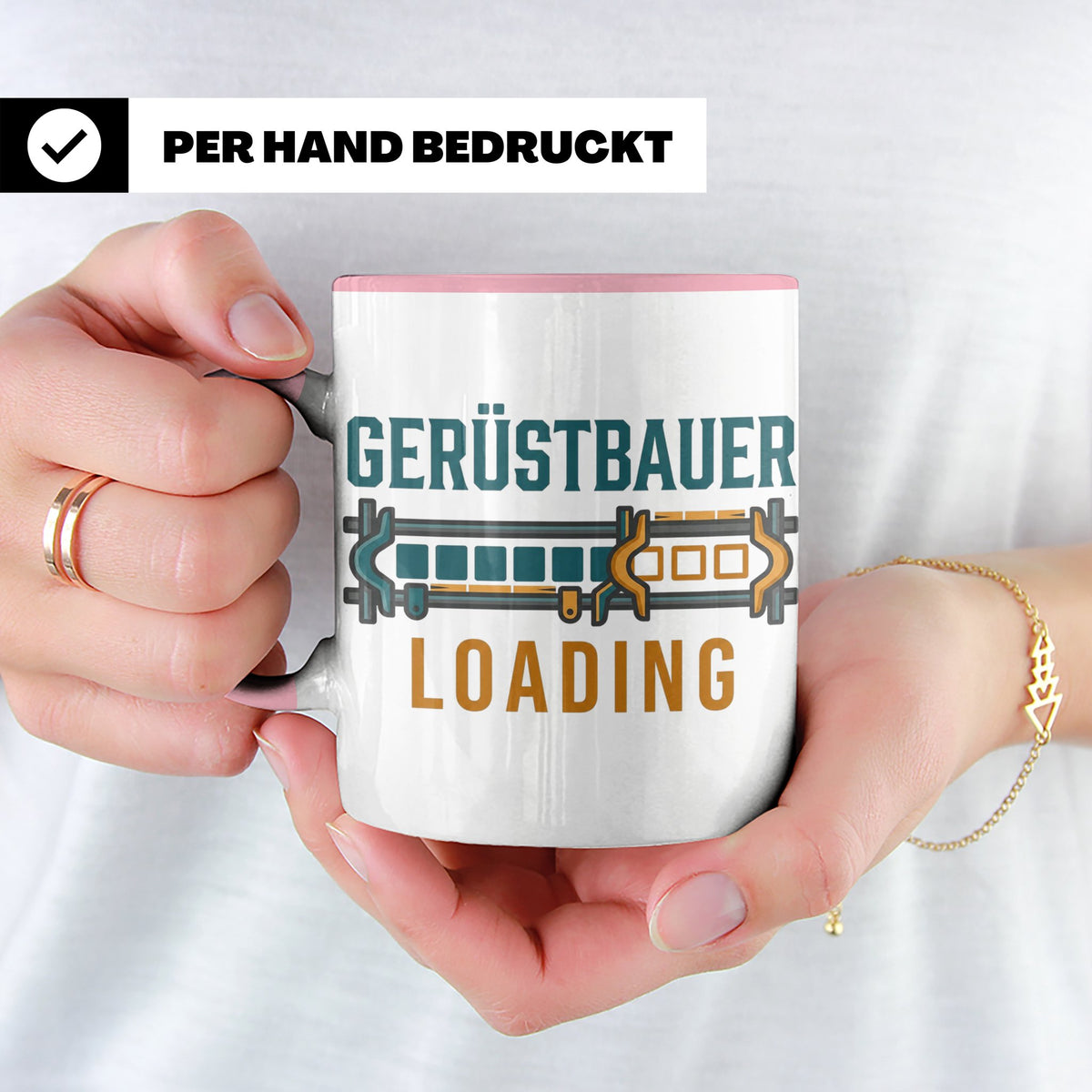 Gerüstbauer Loading Tasse für Azubi & Lehrling, lustiger Kaf – Rosa [farbe:rosa]