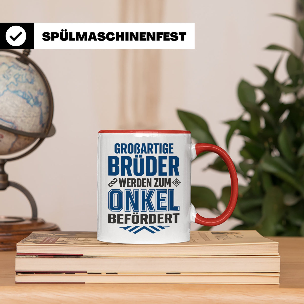 Beförderung zum Onkel Tasse Geschenk für Bruder | Du wirst O – Rot [farbe:rot]