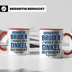 Beförderung zum Onkel Tasse Geschenk für Bruder | Du wirst O – Rot [farbe:rot]