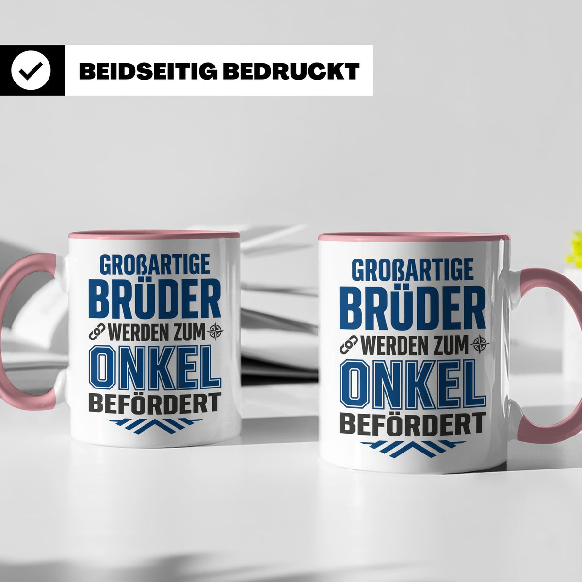Beförderung zum Onkel Tasse Geschenk für Bruder | Du wirst O – Rosa [farbe:rosa]