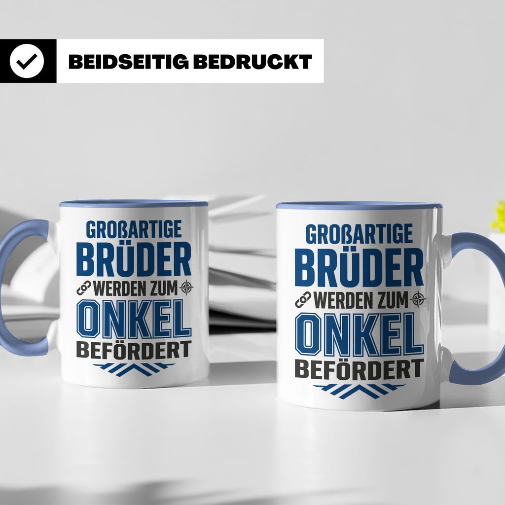 Beförderung zum Onkel Tasse Geschenk für Bruder | Du wirst O – Blau [farbe:blau]