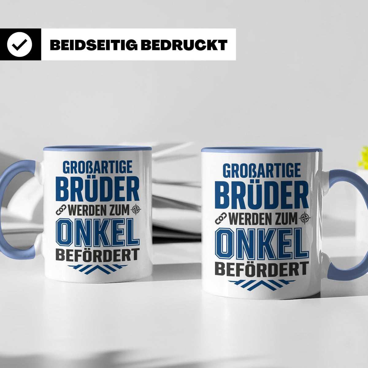 Beförderung zum Onkel Tasse Geschenk für Bruder | Du wirst O – Blau [farbe:blau]