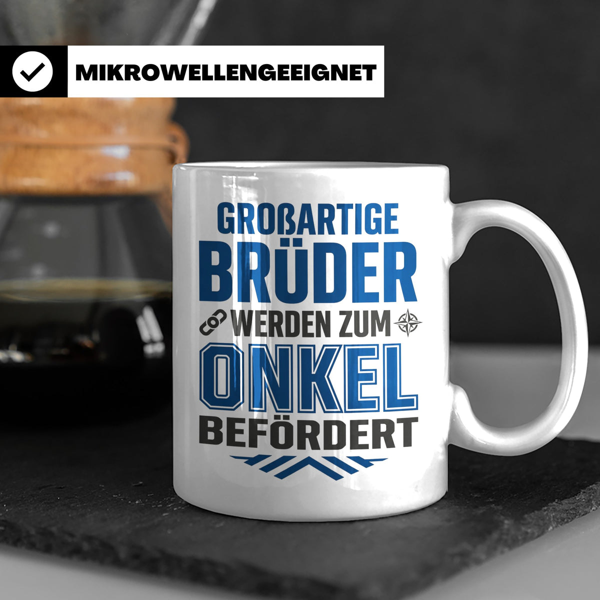 Beförderung zum Onkel Tasse Geschenk für Bruder | Du wirst O – Weiß [farbe:weiß]