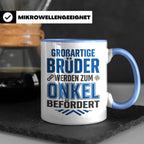 Beförderung zum Onkel Tasse Geschenk für Bruder | Du wirst O – Blau [farbe:blau]