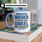Beförderung zum Onkel Tasse Geschenk für Bruder | Du wirst O – Blau [farbe:blau]