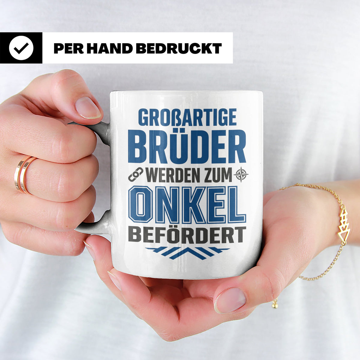 Beförderung zum Onkel Tasse Geschenk für Bruder | Du wirst O – Weiß [farbe:weiß]