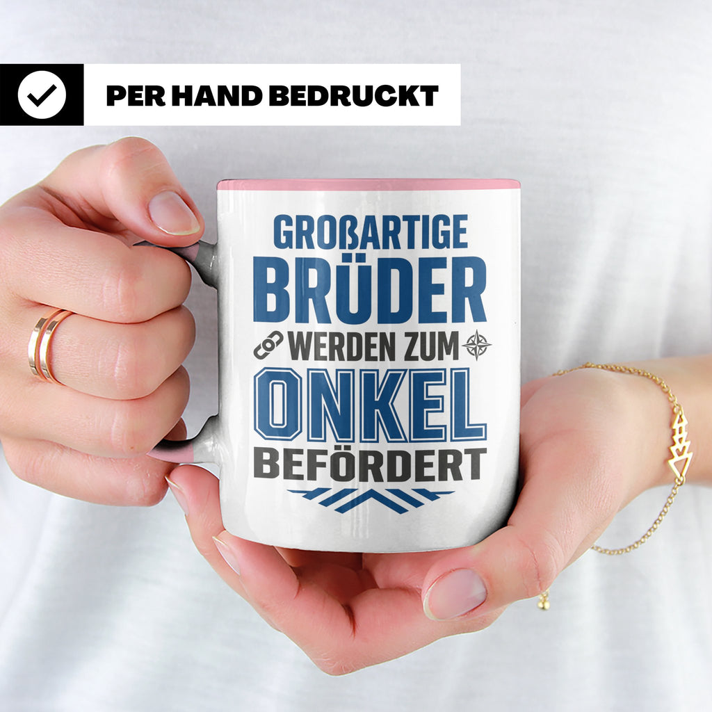 Beförderung zum Onkel Tasse Geschenk für Bruder | Du wirst O – Rosa [farbe:rosa]