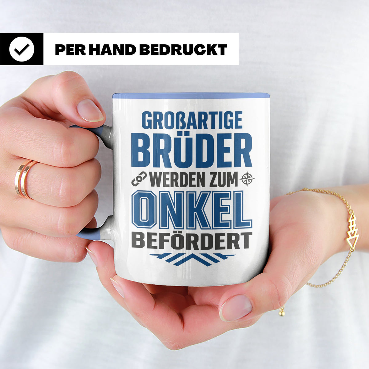 Beförderung zum Onkel Tasse Geschenk für Bruder | Du wirst O – Blau [farbe:blau]