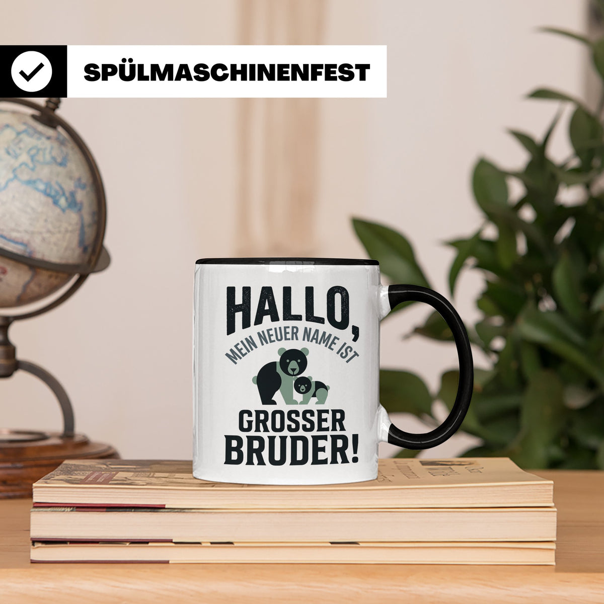 Großer Bruder Tasse mit Bären, Geschenk für werdenden Bruder – Schwarz [farbe:schwarz]