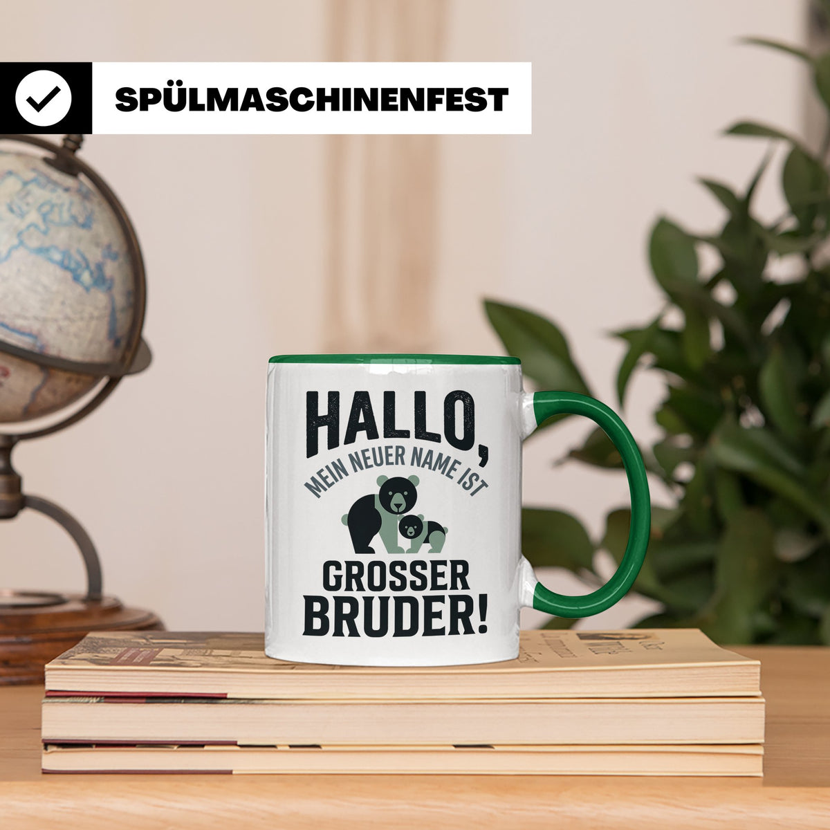 Großer Bruder Tasse mit Bären, Geschenk für werdenden Bruder – Grün [farbe:grün]