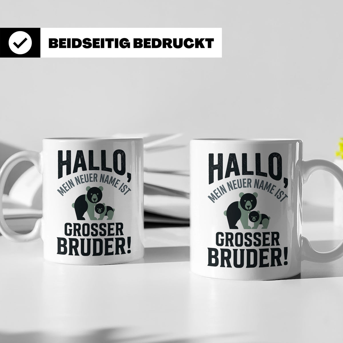 Großer Bruder Tasse mit Bären, Geschenk für werdenden Bruder – Weiß [farbe:weiß]