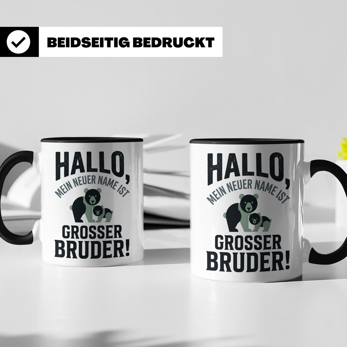 Großer Bruder Tasse mit Bären, Geschenk für werdenden Bruder – Schwarz [farbe:schwarz]