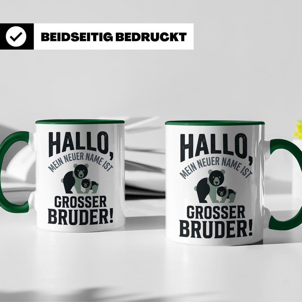 Großer Bruder Tasse mit Bären, Geschenk für werdenden Bruder – Grün [farbe:grün]