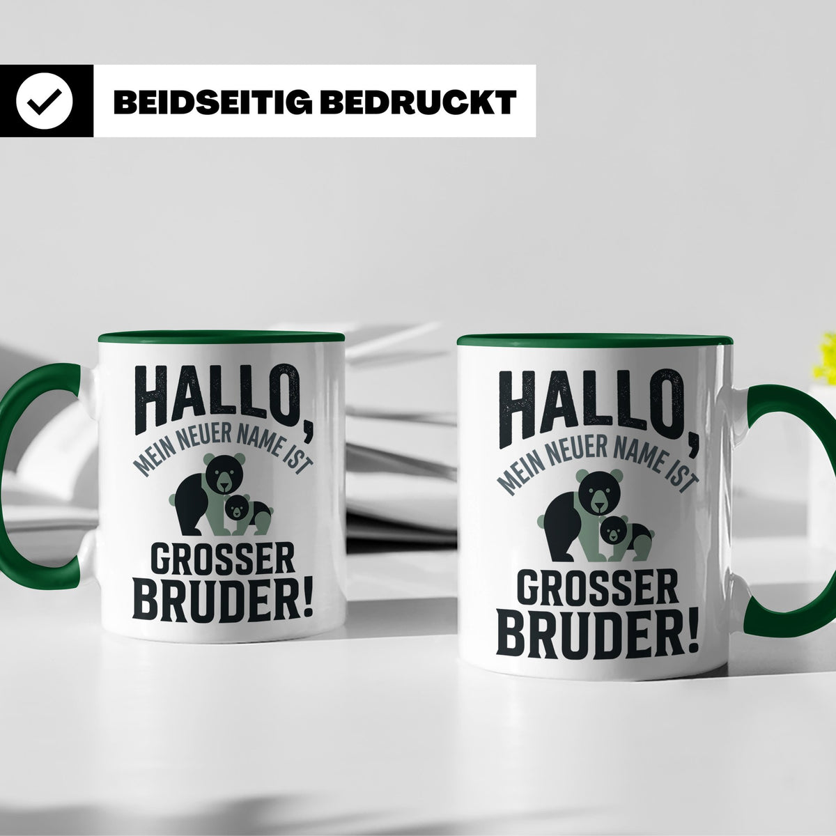 Großer Bruder Tasse mit Bären, Geschenk für werdenden Bruder – Grün [farbe:grün]