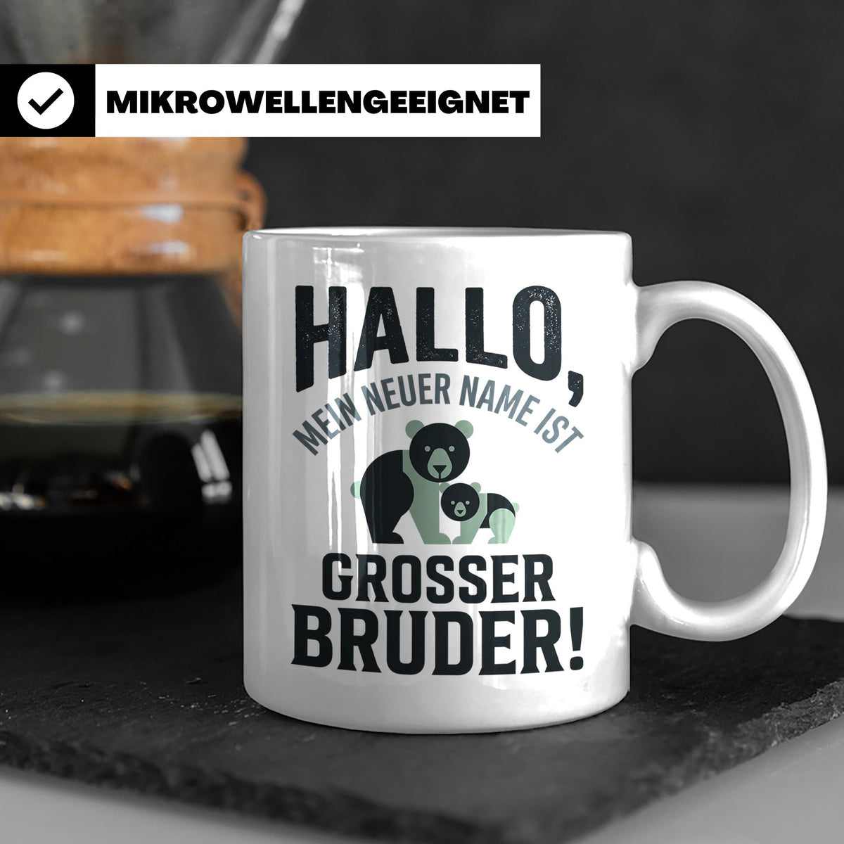 Großer Bruder Tasse mit Bären, Geschenk für werdenden Bruder – Weiß [farbe:weiß]