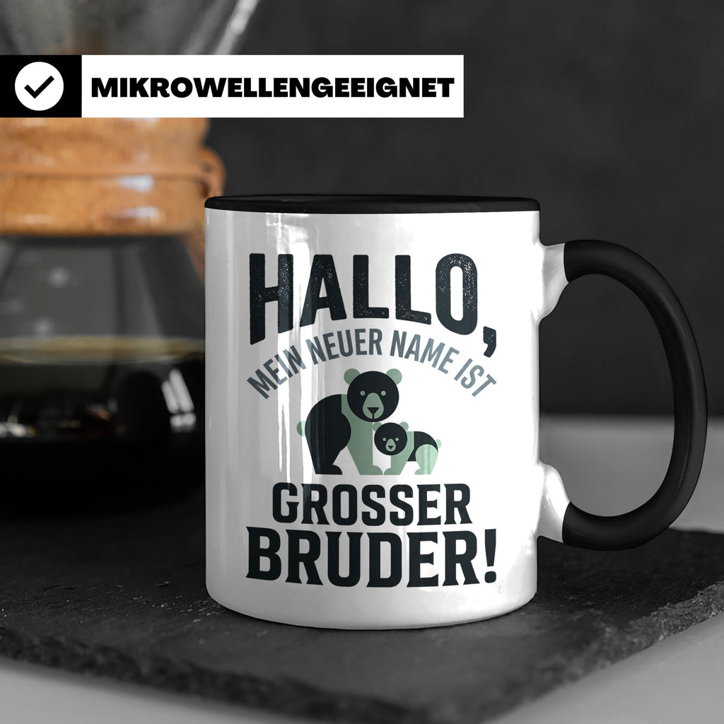 Großer Bruder Tasse mit Bären, Geschenk für werdenden Bruder – Schwarz [farbe:schwarz]