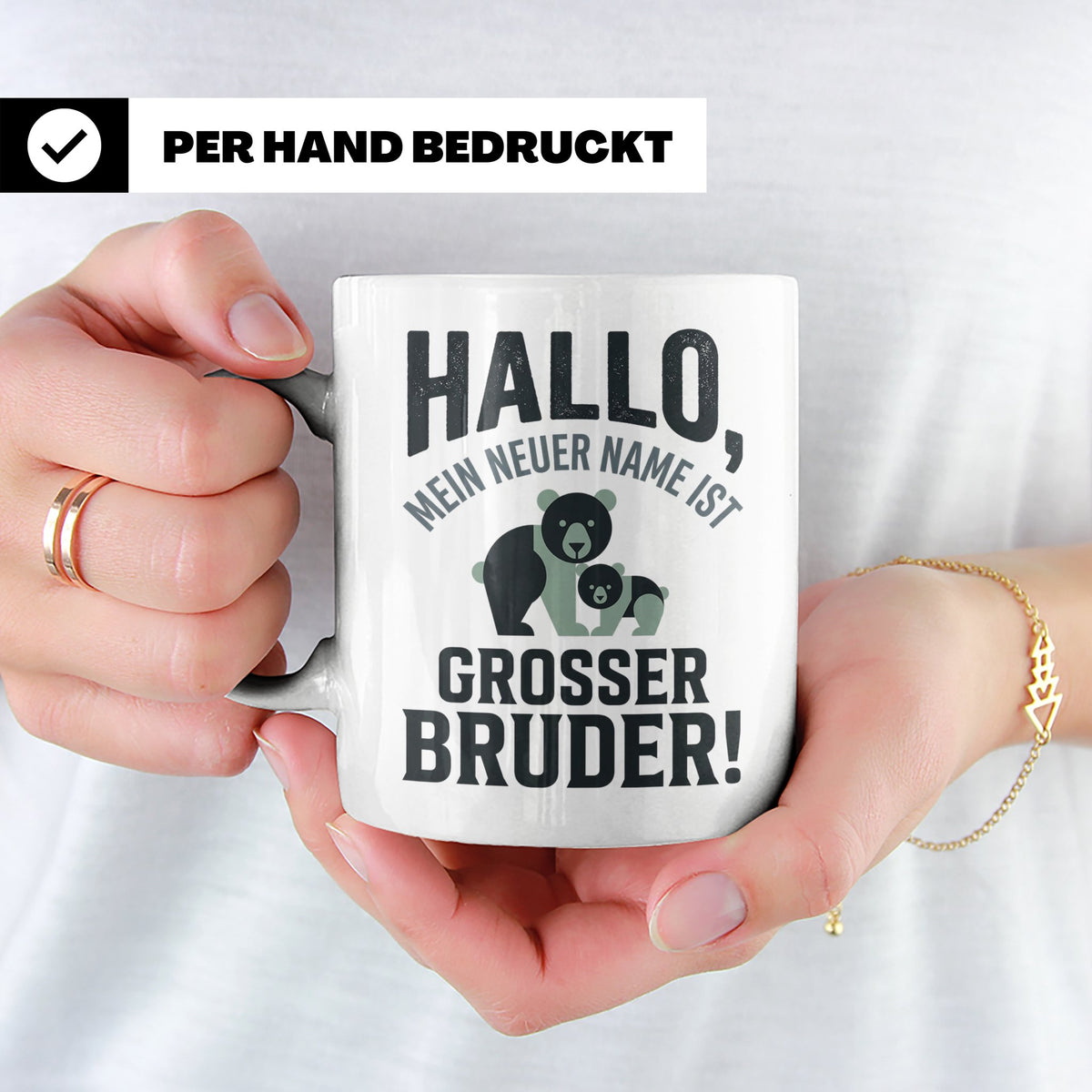 Großer Bruder Tasse mit Bären, Geschenk für werdenden Bruder – Weiß [farbe:weiß]