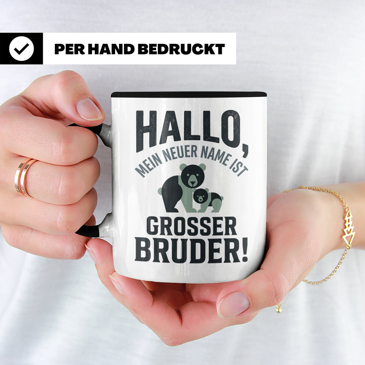 Großer Bruder Tasse mit Bären, Geschenk für werdenden Bruder – Schwarz [farbe:schwarz]