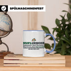 Hufluencer Tasse mit Spruch für Reiterin, Geschenk Pferdemäd – Blau [farbe:blau]
