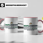 Hufluencer Tasse mit Spruch für Reiterin, Geschenk Pferdemäd – Rosa [farbe:rosa]