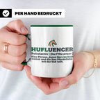 Hufluencer Tasse mit Spruch für Reiterin, Geschenk Pferdemäd – Grün [farbe:grün]