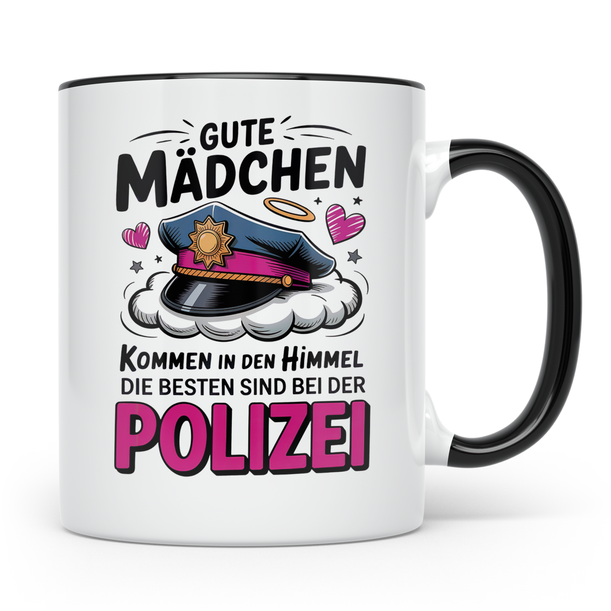 Polizei Tasse - Gute Mädchen kommen in den Himmel Beamtin Ge – Schwarz [farbe:schwarz]