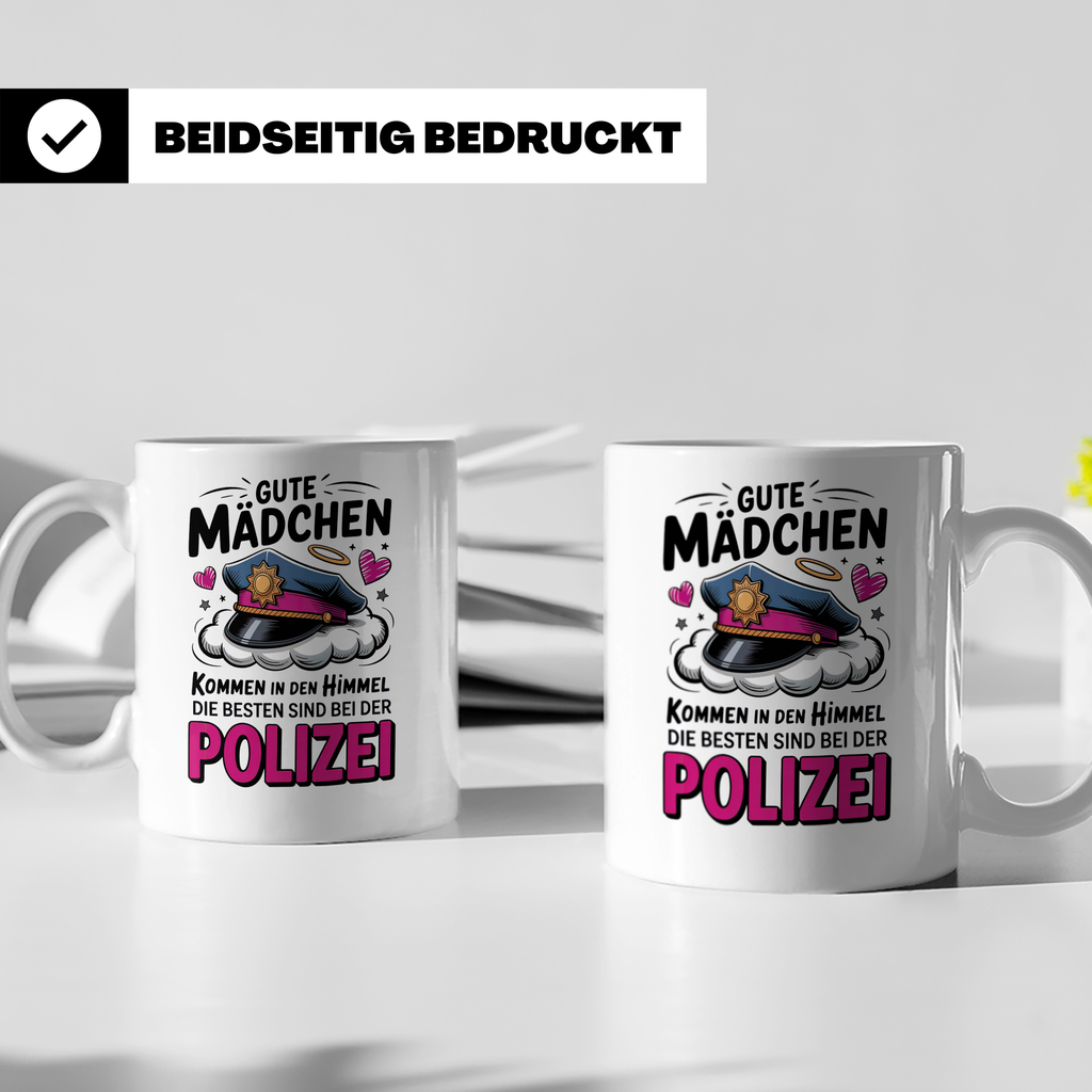 Polizei Tasse - Gute Mädchen kommen in den Himmel Beamtin Ge – Weiß [farbe:weiß]