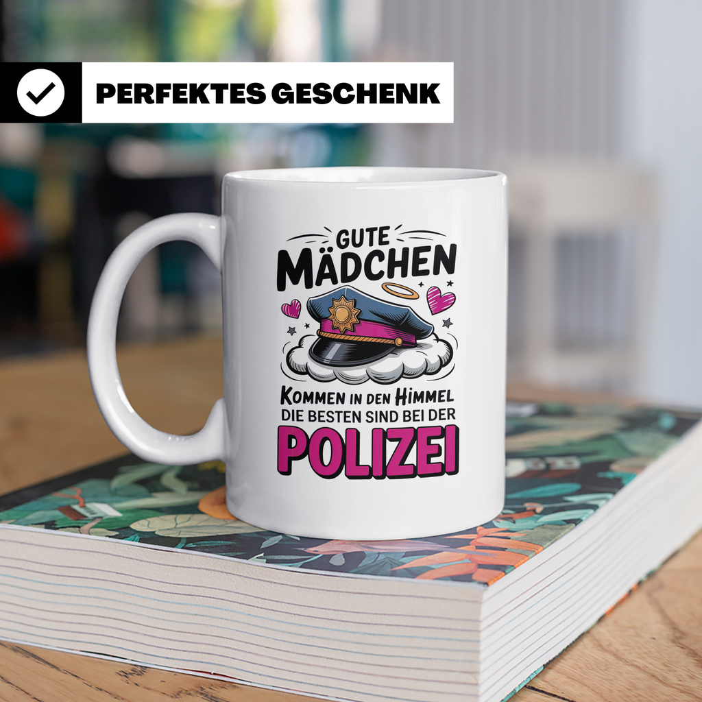 Polizei Tasse - Gute Mädchen kommen in den Himmel Beamtin Ge – Weiß [farbe:weiß]