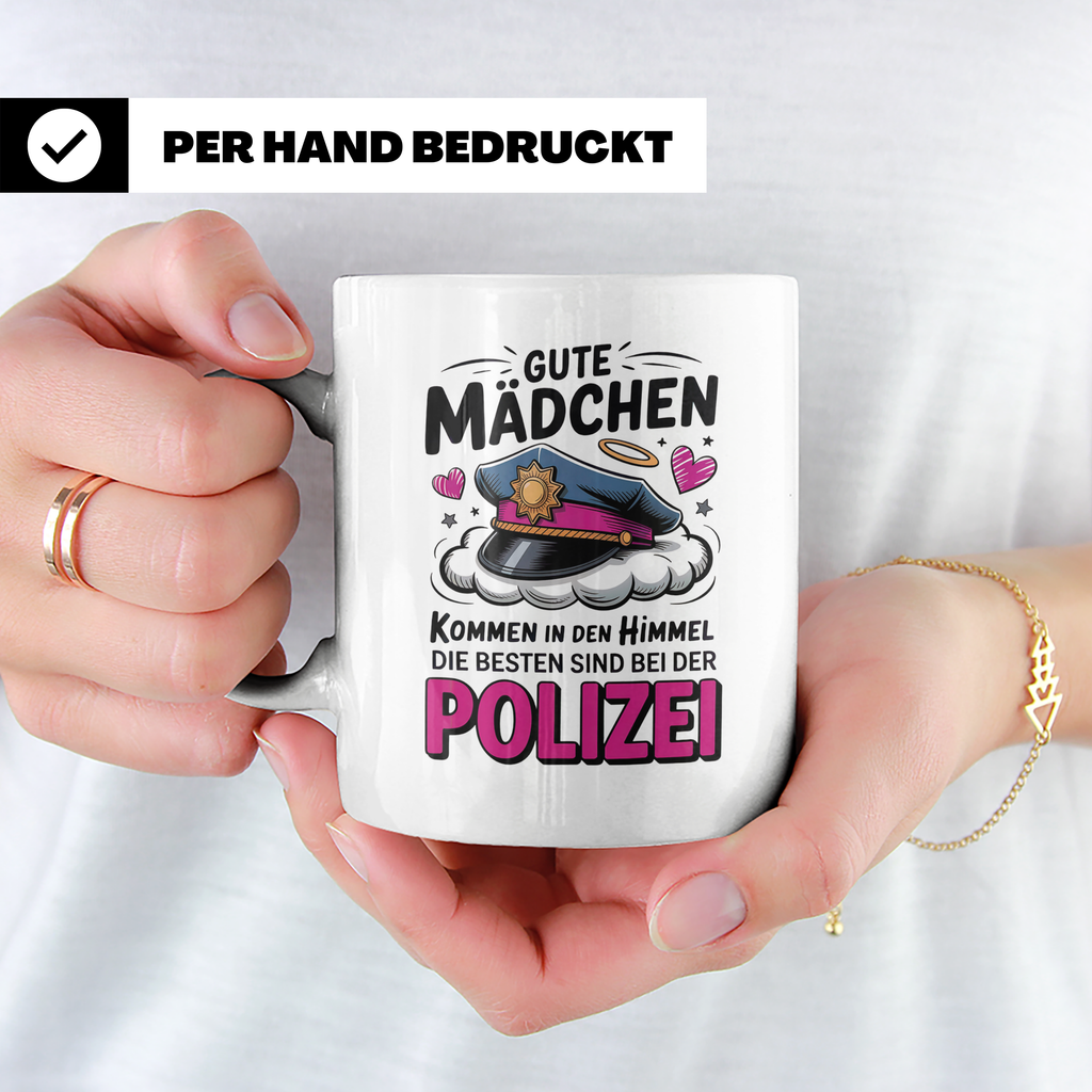 Polizei Tasse - Gute Mädchen kommen in den Himmel Beamtin Ge – Weiß [farbe:weiß]