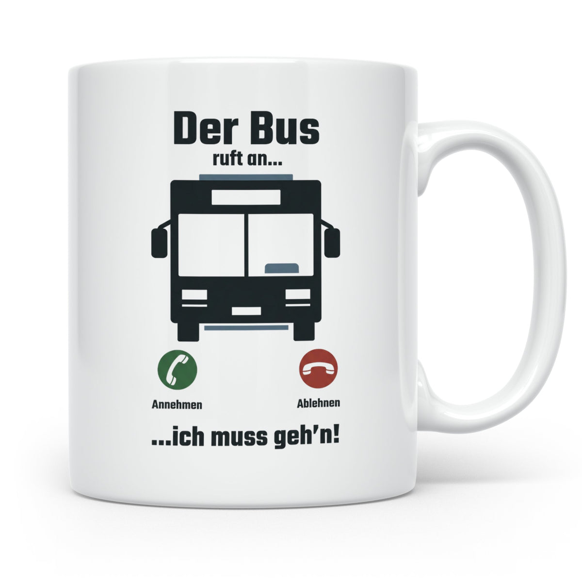 Busfahrer Tasse mit Spruch Der Bus ruft an | Lustiges Gesche – Weiß [farbe:weiß]