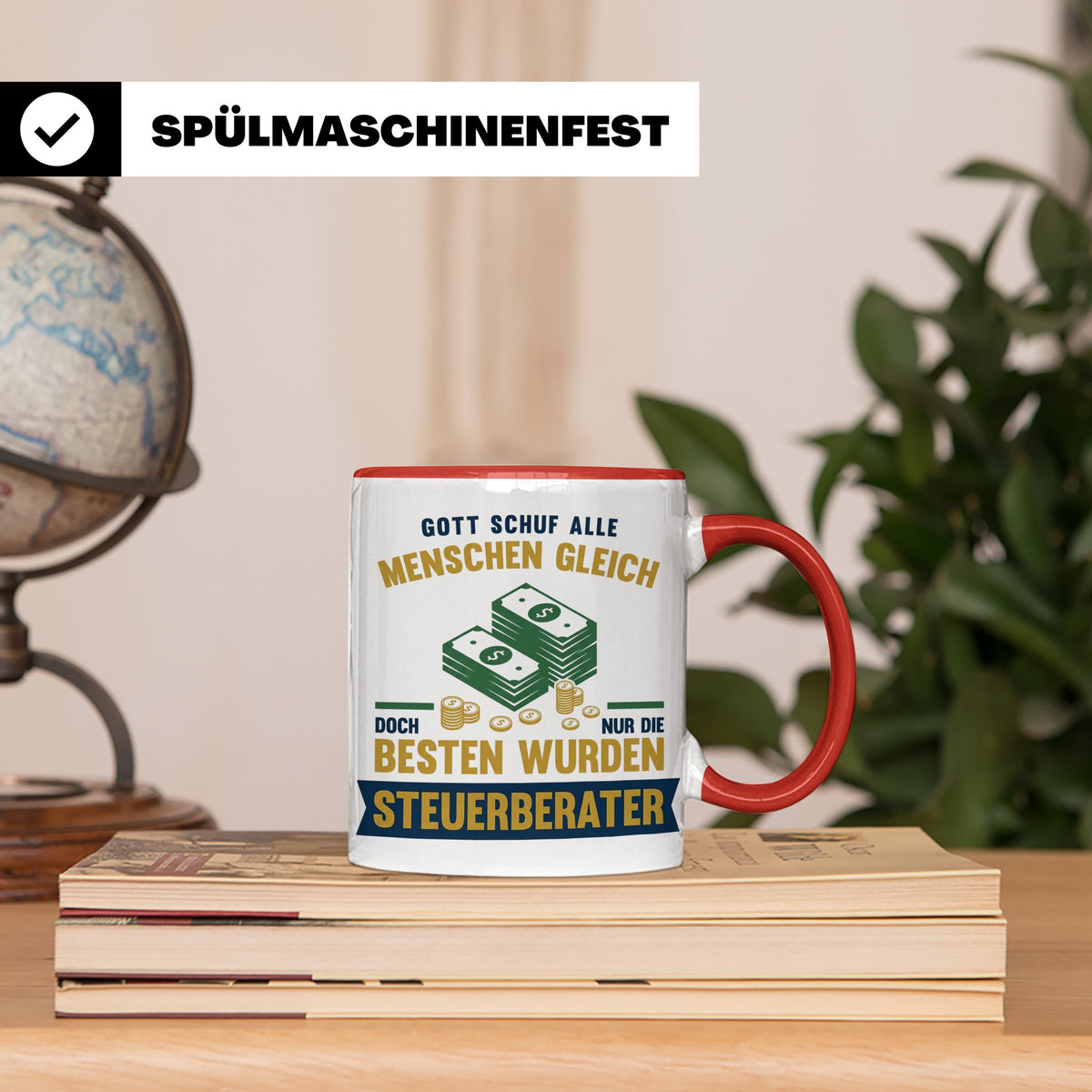 Steuerberater Tasse mit Spruch Gott schuf die Besten, Kaffee – Rot [farbe:rot]