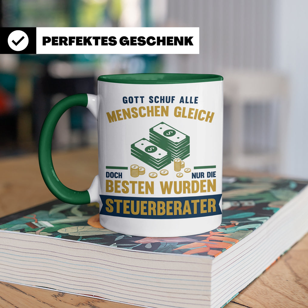 Steuerberater Tasse mit Spruch Gott schuf die Besten, Kaffee – Grün [farbe:grün]
