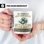 Steuerberater Tasse mit Spruch Gott schuf die Besten, Kaffee – Weiß [farbe:weiß]