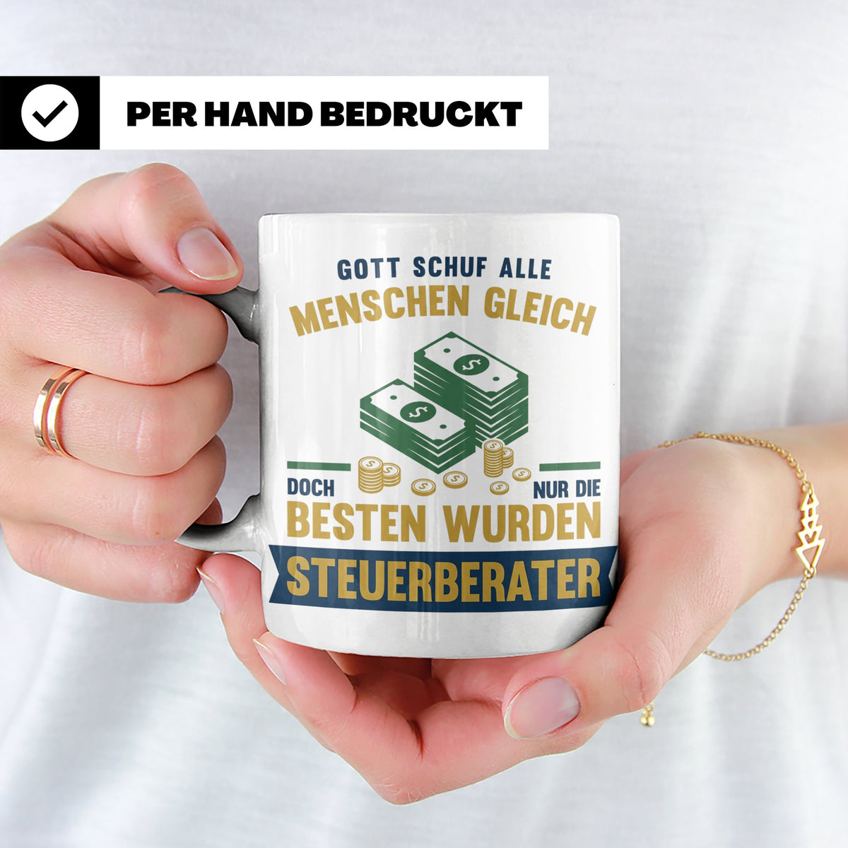 Steuerberater Tasse mit Spruch Gott schuf die Besten, Kaffee – Weiß [farbe:weiß]