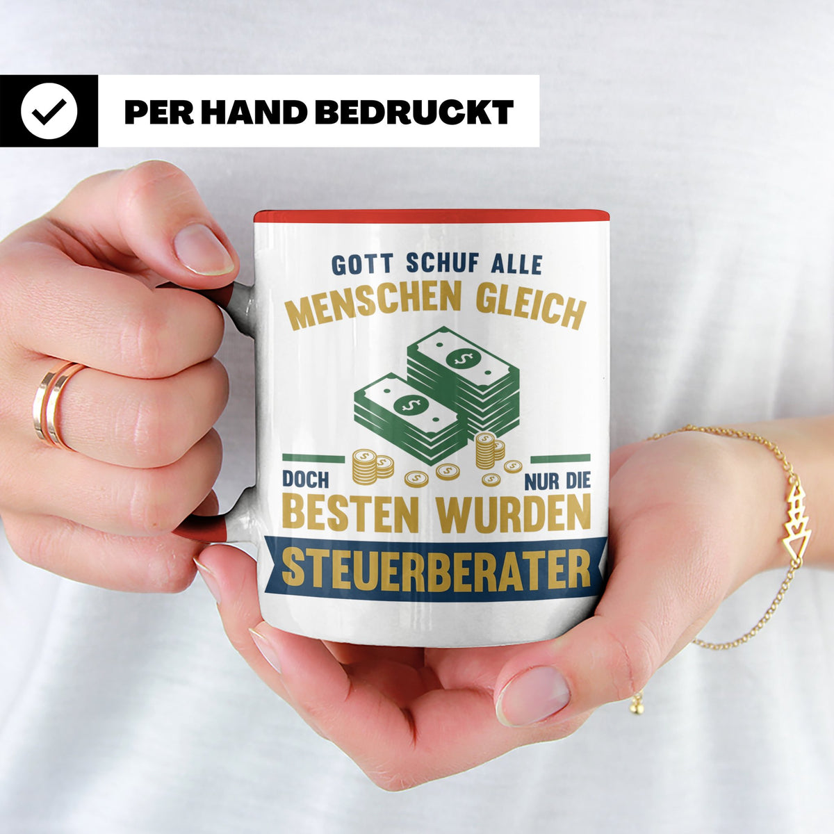 Steuerberater Tasse mit Spruch Gott schuf die Besten, Kaffee – Rot [farbe:rot]