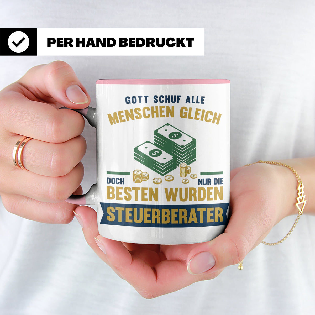 Steuerberater Tasse mit Spruch Gott schuf die Besten, Kaffee – Rosa [farbe:rosa]