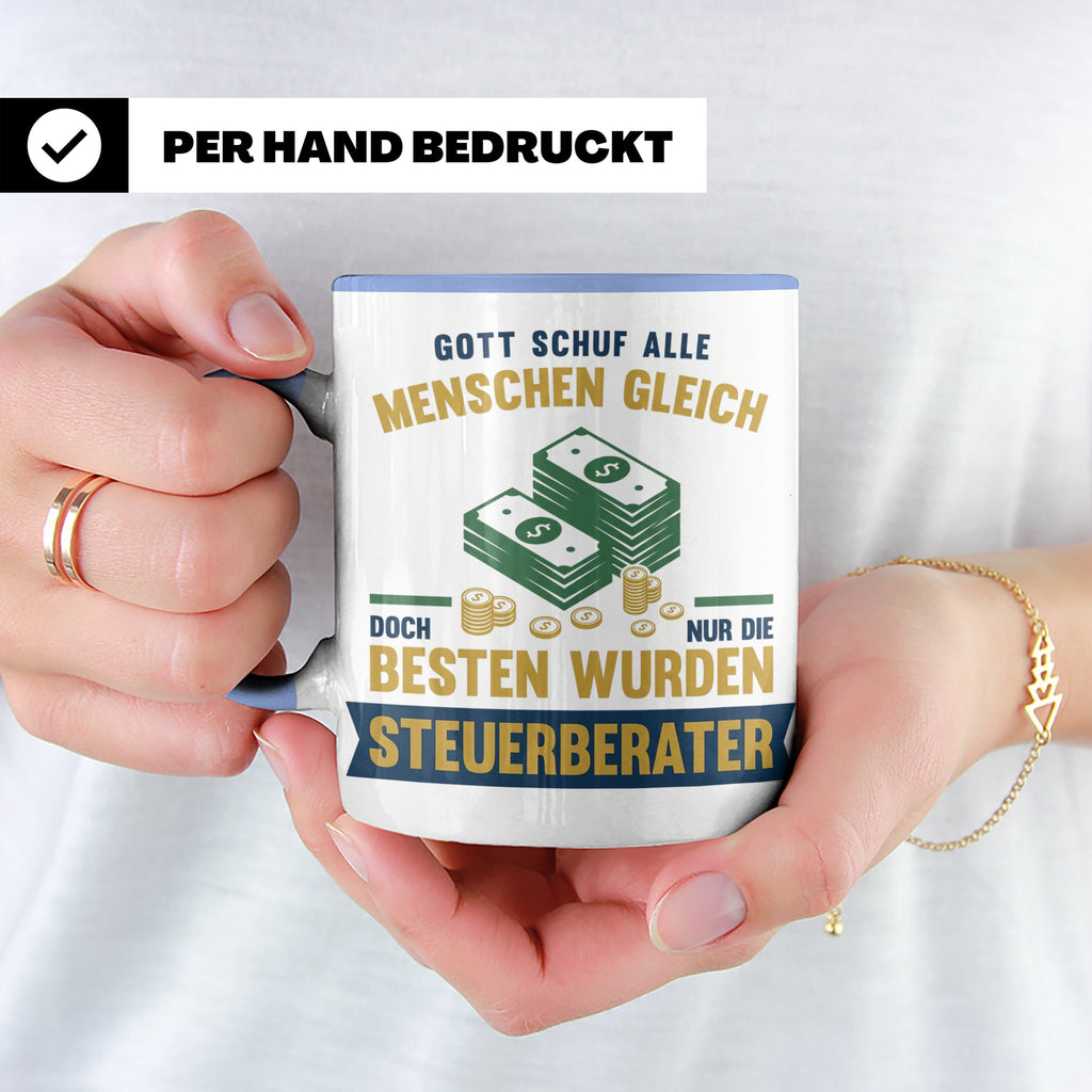 Steuerberater Tasse mit Spruch Gott schuf die Besten, Kaffee – Blau [farbe:blau]