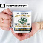 Steuerberater Tasse mit Spruch Gott schuf die Besten, Kaffee – Blau [farbe:blau]