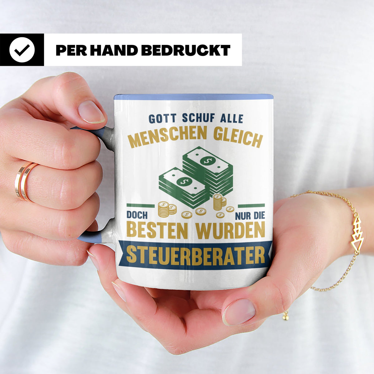 Steuerberater Tasse mit Spruch Gott schuf die Besten, Kaffee – Blau [farbe:blau]