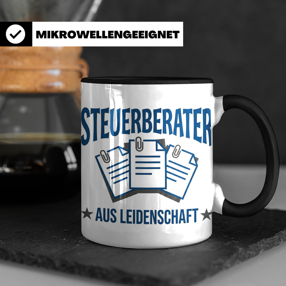 Steuerberater Tasse mit Spruch Aus Leidenschaft | Geschenk f – Schwarz [farbe:schwarz]