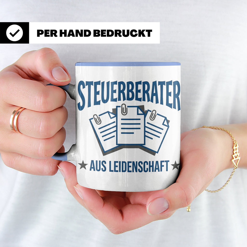 Steuerberater Tasse mit Spruch Aus Leidenschaft | Geschenk f – Blau [farbe:blau]