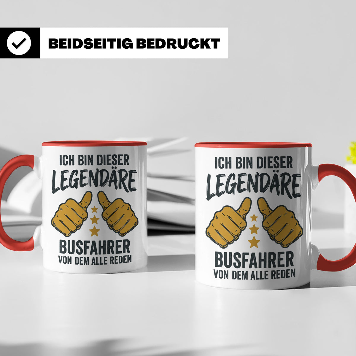 Busfahrer Tasse Spruch Legendärer Busfahrer von dem alle red – Rot [farbe:rot]