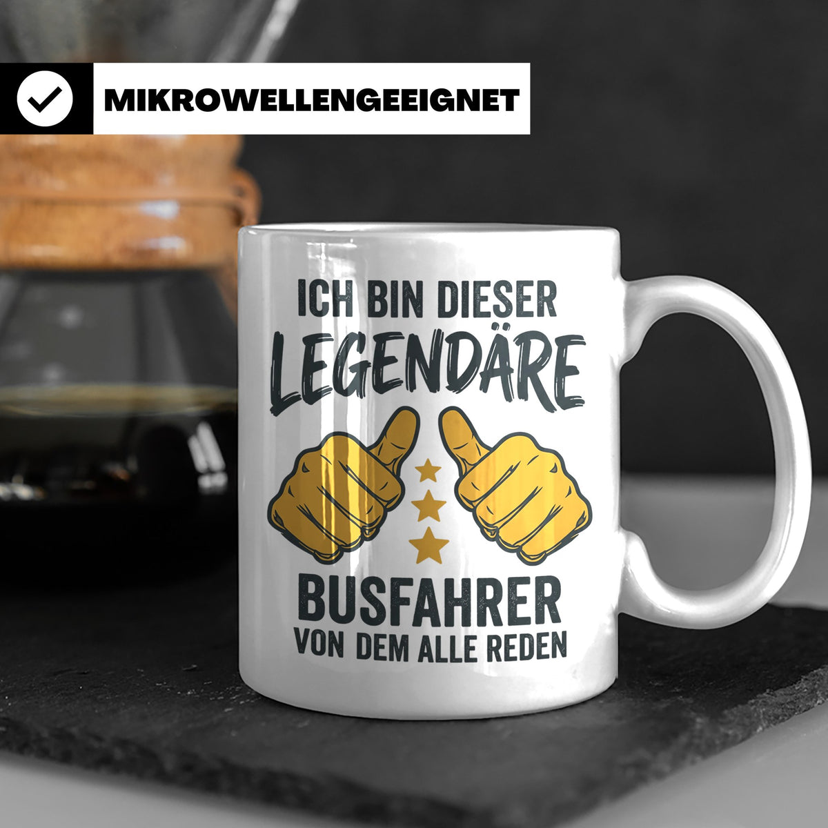 Busfahrer Tasse Spruch Legendärer Busfahrer von dem alle red – Weiß [farbe:weiß]