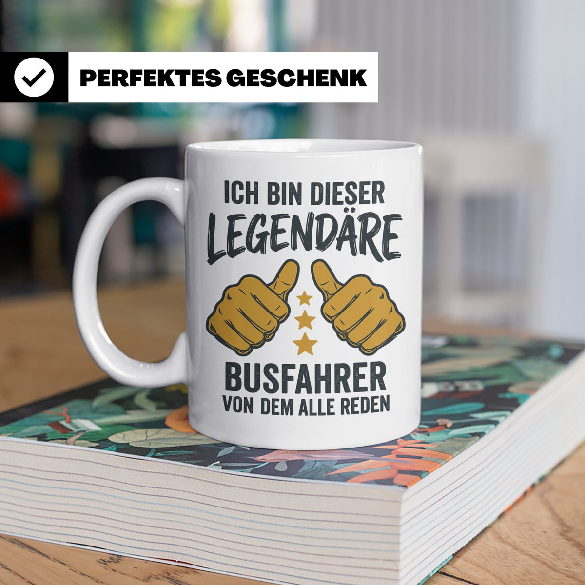 Busfahrer Tasse Spruch Legendärer Busfahrer von dem alle red – Weiß [farbe:weiß]