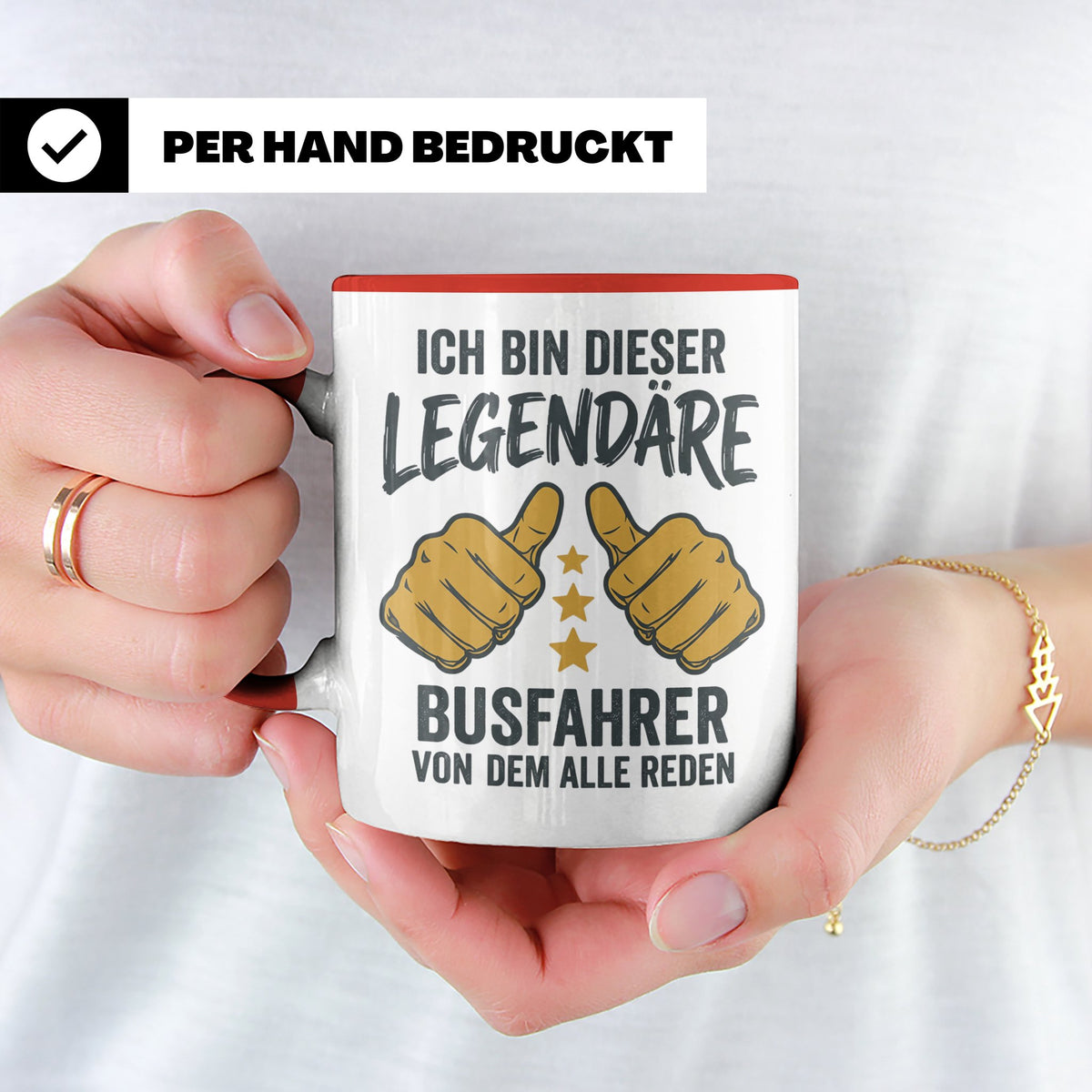 Busfahrer Tasse Spruch Legendärer Busfahrer von dem alle red – Rot [farbe:rot]