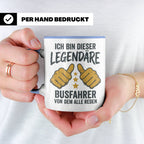 Busfahrer Tasse Spruch Legendärer Busfahrer von dem alle red – Blau [farbe:blau]